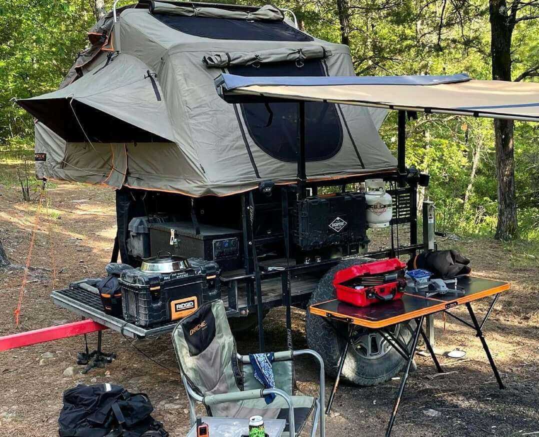Trailer Rack Telescoping Awning Bracket Kit - Standard by Dinoot - Compact Camping Concepts