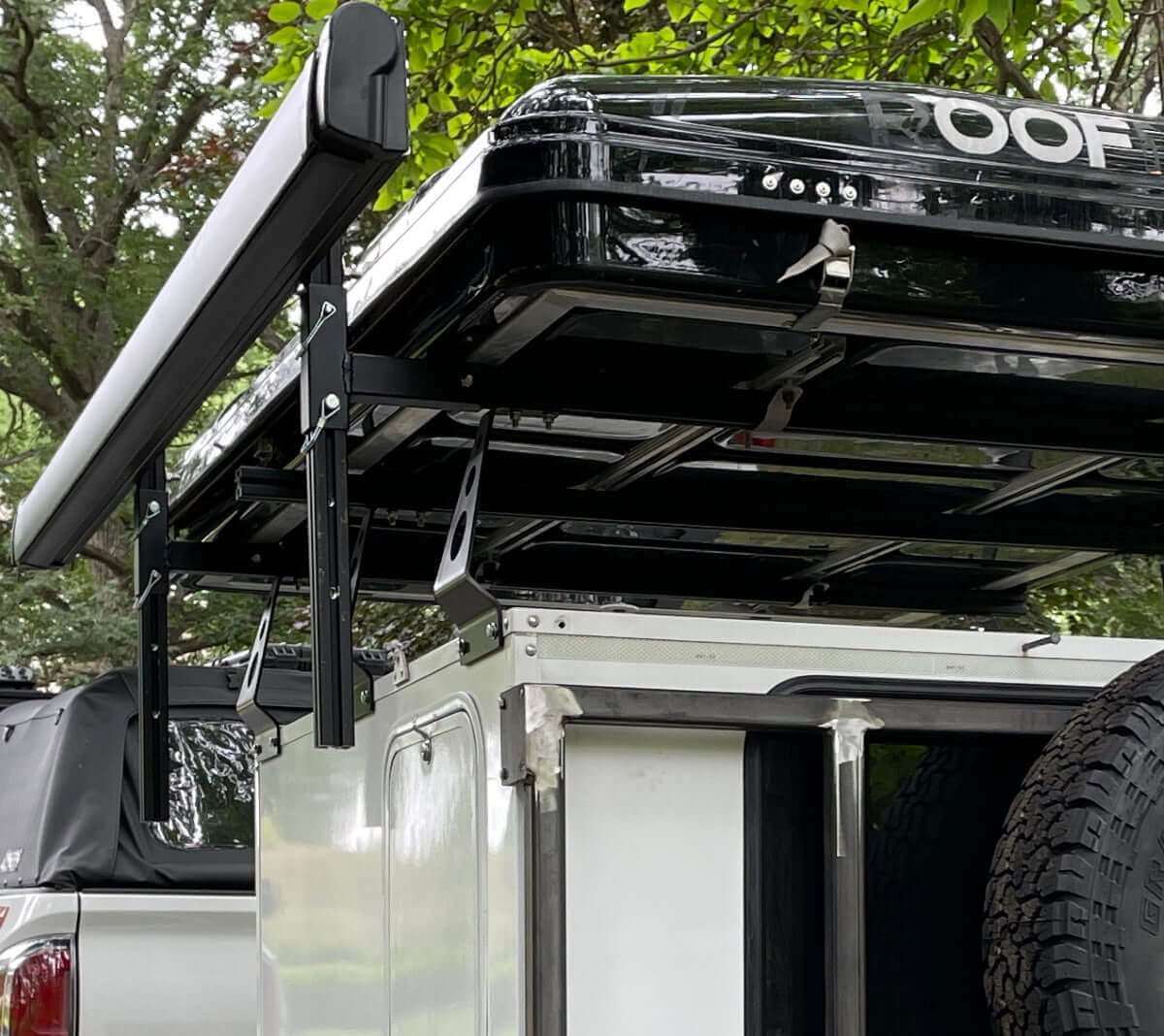 Trailer Rack Telescoping Awning Bracket Kit - Standard by Dinoot - Compact Camping Concepts